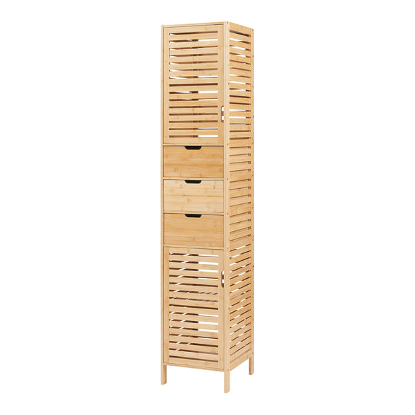 Armoire haute Boksereys 180x35x35 cm Bambou [en.casa]