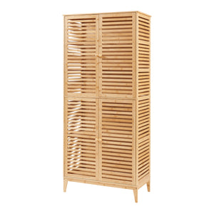 Armoire de salle de bain Raurgela bambou 180 x 80 x 40 cm naturel [en.casa]