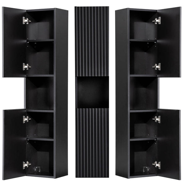 Colonne de salle de bain Newport avec 2 portes 140 x 30 x 25 cm noir [en.casa]