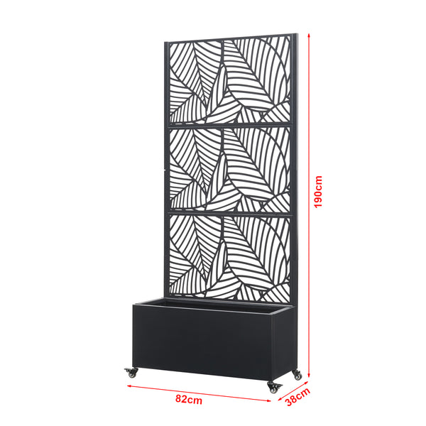 Cloison Surnskoki avec jardinière Acier Noir [casa.pro]