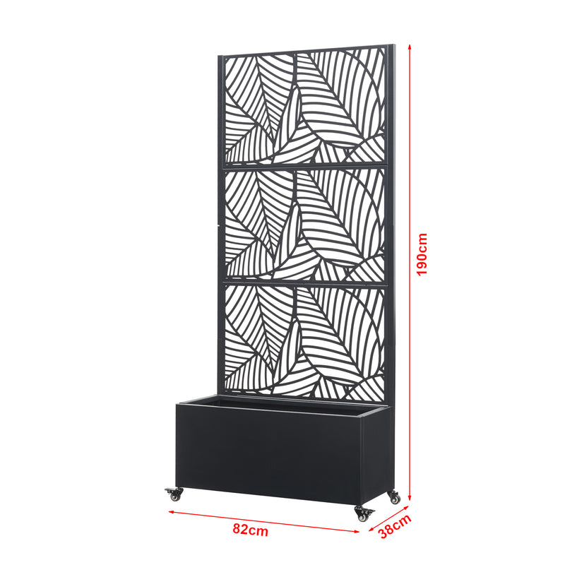 Croquis coté Cloison avec jardinière Surnskoki acier galvanisé 190 x 82 x 38 cm casa.pro