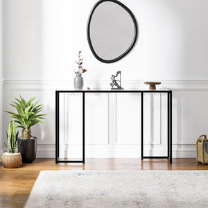 Console Ouby avec plateau en verre 120x25x73 cm Noir [en.casa]