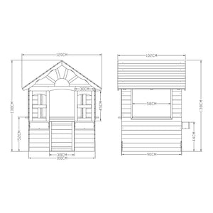 Maison de jeu pour enfants Vesa 138x120x102 cm Bois de sapin Gris [casa.pro]