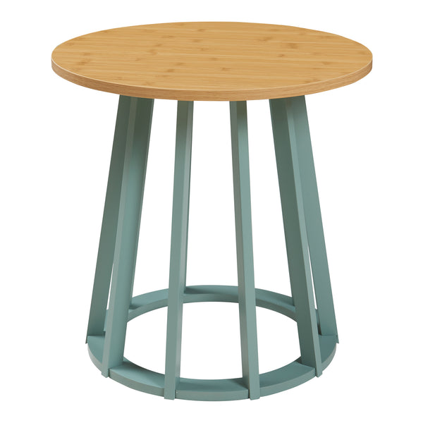 Table d'appoint Lensuu 48xØ48 cm Vert pastel/Chêne [en.casa]