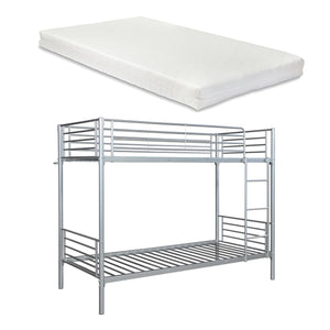 Lit superposé en métal Soppsar avec 2 matelas 200x90 cm Argent [en.casa]
