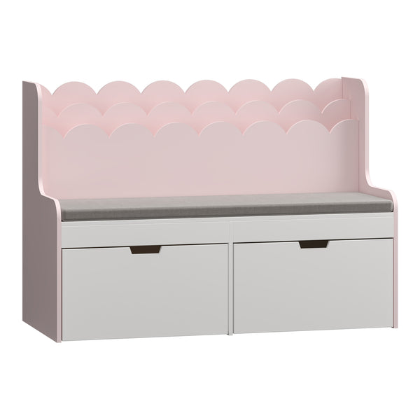 Banc pour enfants avec étagère Vestnes 100x45x70 cm Cotton Candy/Blanc [en.casa]