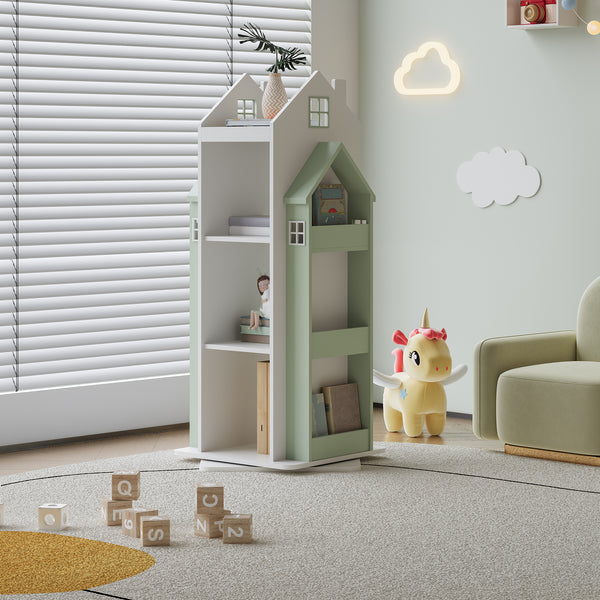 Drehbares Kinderregal Vipsali 108x40x40 cm Mintgrün/Weiß [en.casa]