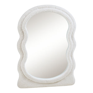 Miroir mural Brummen avec cadre en tissu Teddy 80x60 cm Blanc [en.casa]
