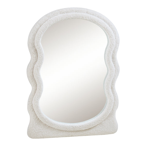 Miroir mural Brummen avec cadre en tissu Teddy 80x60 cm Blanc [en.casa]