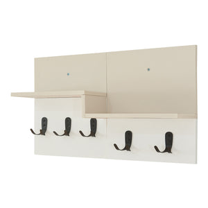 Portemanteau mural Botaruvn avec 2 étagères 34 x 59 x 13 cm beige / blanc [en.casa]