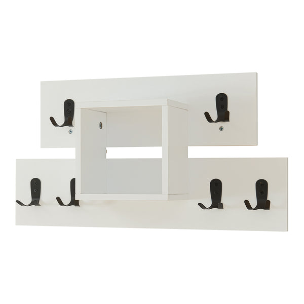 Porte-manteau mural Vänd avec compartiment de rangement 32x60x14 cm Blanc [en.casa]