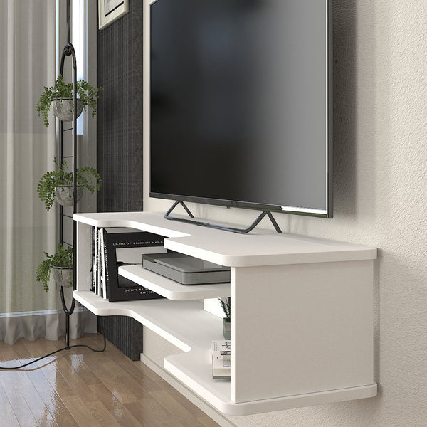 Meuble TV suspendu Yrela 120x30x26 cm Blanc [en.casa]