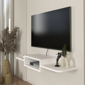 Meuble TV bas suspendu Tar 115x30x16 cm Blanc [en.casa]