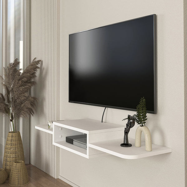 Meuble TV bas suspendu Tar 115x30x16 cm Blanc [en.casa]