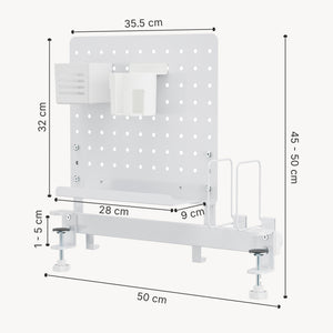 Organisateur de bureau Sauda à clipser 50x50 cm Acier Blanc [en.casa]