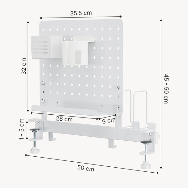 Organisateur de bureau Sauda à clipser 50x50 cm Acier Blanc [en.casa]