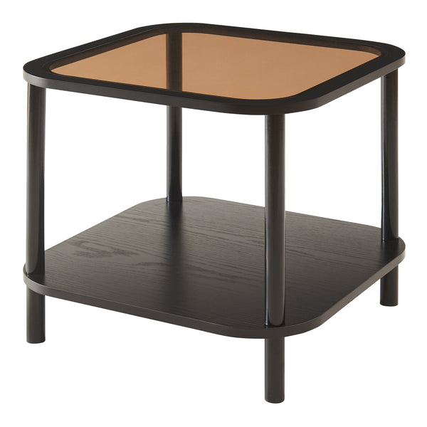 Table d'appoint Latama avec plateau en verre 51x51x45 cm Noir/verre bronze [en.casa]