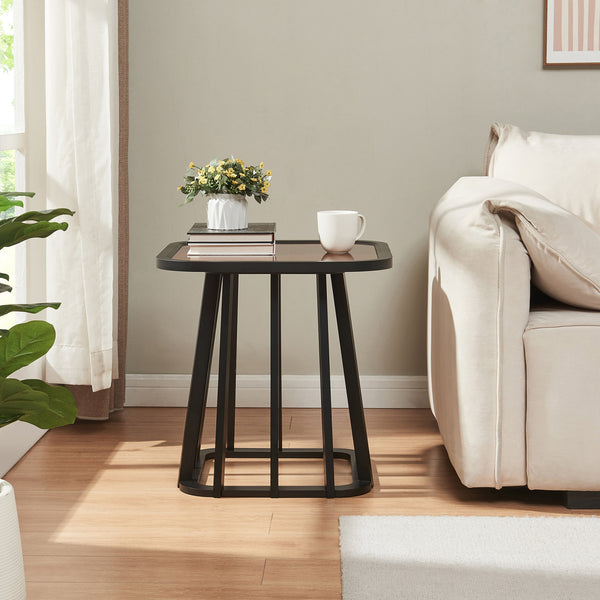 Table d'appoint Burgess 51x51x51 cm Noir/Aspect noyer [en.casa]