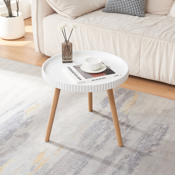 Table d'appoint Bongard Ø50x45 cm Blanc [en.casa]