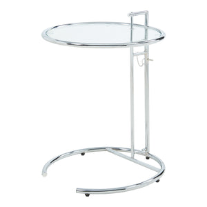 Table d'appoint Stare réglable en hauteur 50 x 57-77 cm transparent / chrome [en.casa] 