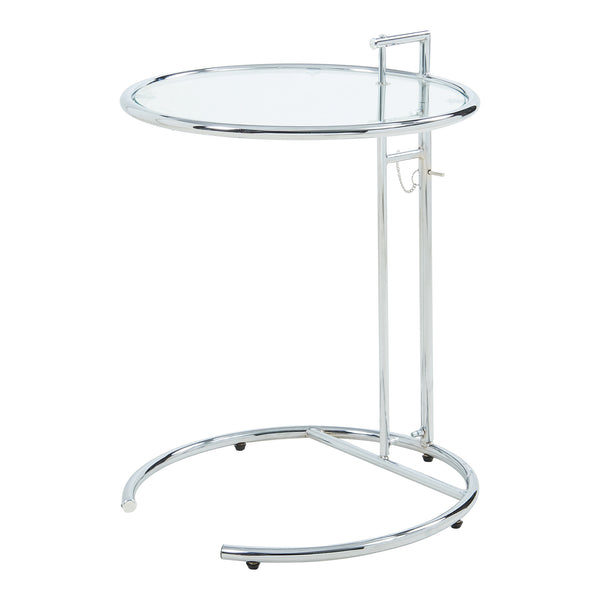 Table d'appoint Stare réglable en hauteur 50 x 57-77 cm transparent / chrome [en.casa] 