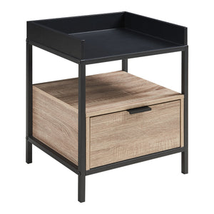 Table de chevet Belana 51x40x35 cm Noir/Aspect chêne [en.casa]