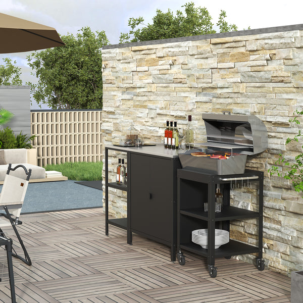 Ensemble d'extérieur Bolognano Étagère armoire et desserte Noir mat [casa.pro]