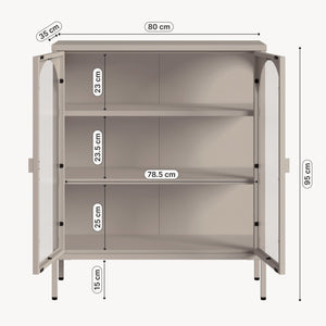 Buffet haut Klippestad acier verre trempé 95 x 80 x 35 cm camel [en.casa]