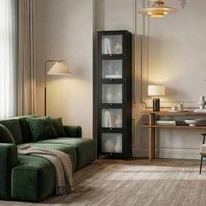 Armoire vitrine Ostersund acier 174 x 40 x 35 cm noir [en.casa]
