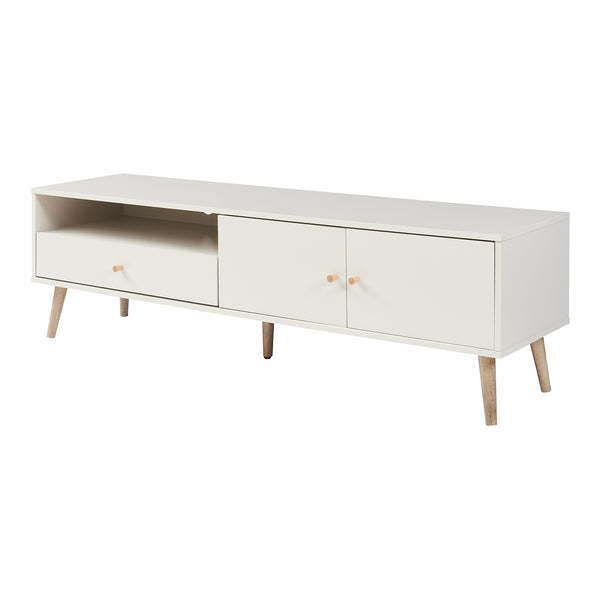 Meuble TV Hallevil 150x39x45 cm Blanc [en.casa]