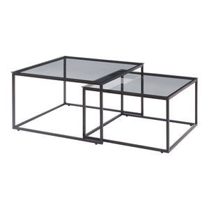 Table basse lot de 2 Tromlaslo verre fumé, gris [en.casa]