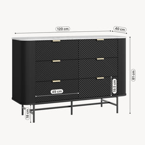 Commode Olvehok 81 x 120 x 40 cm effet marbre blanc noir [en.casa]