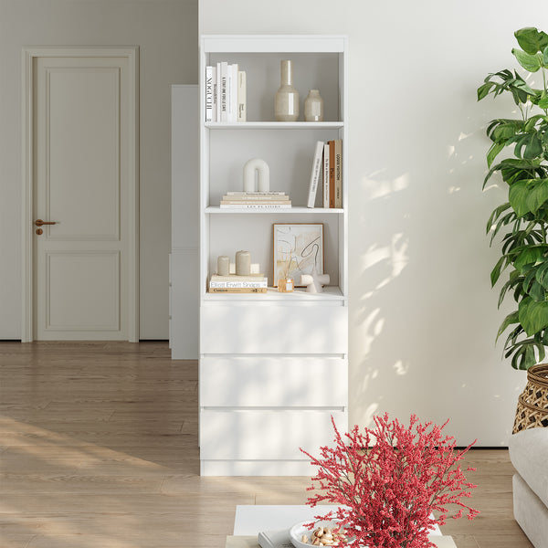 Bibliothèque Les avec 3 tiroirs 180 x 60 x 35 cm blanc [en.casa]