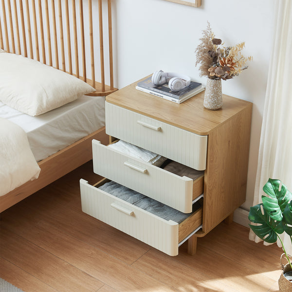 Commode Ferrersp avec 3 tiroirs 70x60x40 cm aspect chêne/sable [en.casa]