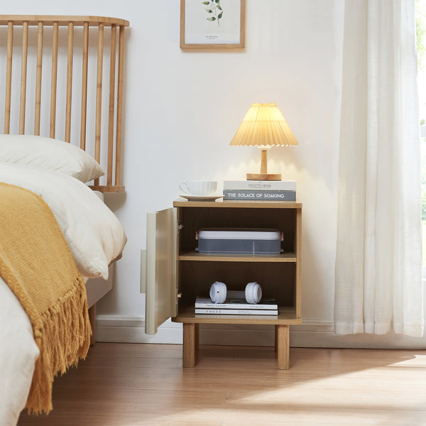 Table de chevet Ferrersp avec porte 50x40x40 cm aspect chêne/sable [en.casa]