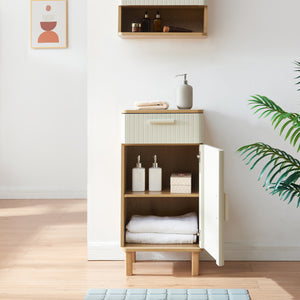 Armoire de salle de bain Ferrersp 80x40x35 cm aspect chêne / couleur sable [en.casa]