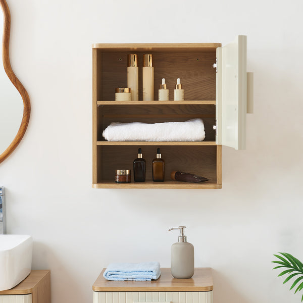 Armoire suspendue Ferrersp 50x45x24 cm aspect chêne / couleur sable [en.casa]