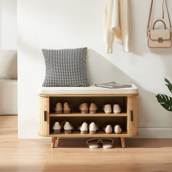 Banc à chaussures Tvedestrand bambou 50 x 80 x 40 cm naturel beige [en.casa]