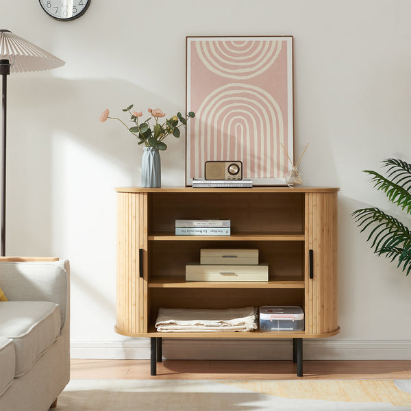 Armoire d'appoint Tvedestrand 100 x 40 x 80 cm naturel / noir [en.casa]