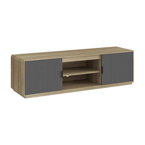 Meuble TV Trömi 150 x 40 x 43 cm effet chêne gris [en.casa]