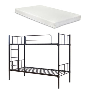 Lit superposé en métal Berimma avec 2 matelas 90x200 cm Noir [en.casa]