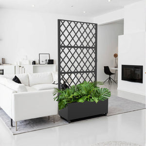 Cloison Malja avec bac à fleurs en acier 190x82x38 cm Noir [casa.pro]