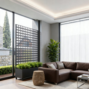 Cloison Toma avec bac à fleurs en acier 190x82x38 cm Noir [casa.pro]