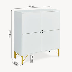 Commode Reyri 90 x 80 x 35 cm blanc / doré [en.casa]
