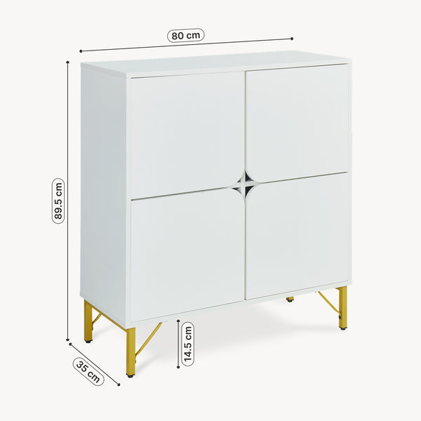 Commode Reyri 90 x 80 x 35 cm blanc / doré [en.casa]