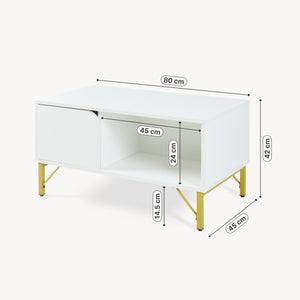 Table basse Reyri 80 x 45 x 42 cm blanc / doré