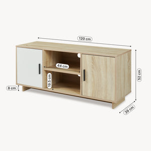 Meuble TV Kenta 120x39x52 cm aspect chêne Sonoma/blanc [en.casa]