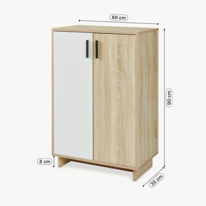Armoire basse Kenta 90 x 60 x 35 cm effet chêne sonoma blanc [en.casa]