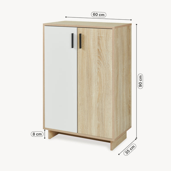 Armoire basse Kenta 90 x 60 x 35 cm effet chêne sonoma blanc [en.casa]