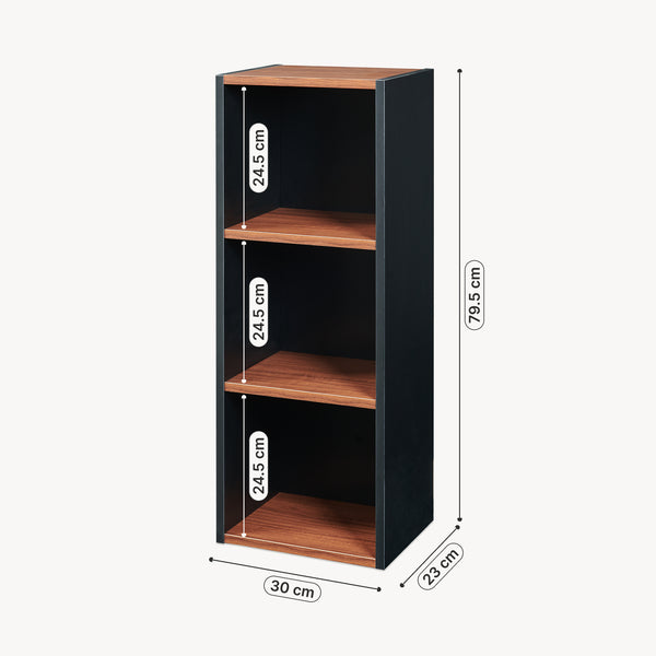 Bibliothèque Trond 80 x 30 x 23 cm noir / effet noyer [en.casa]